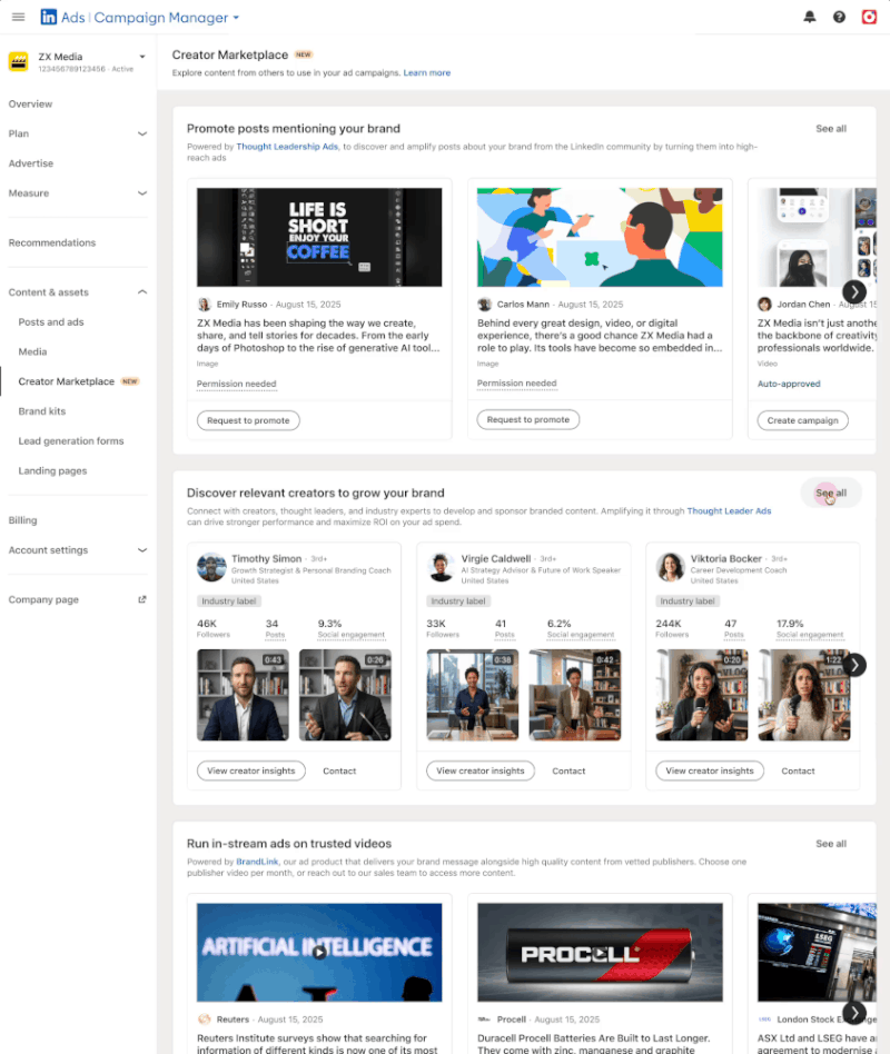 Der LinkedIn Creator Marketplace
